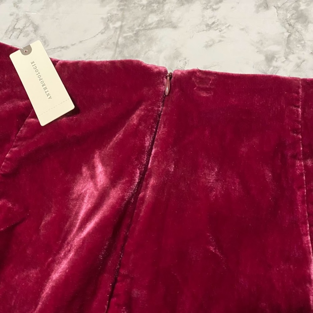 Anthropologie red velvet mini skirt. Fall wardrobe. Size 10. - Picture 9 of 9